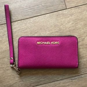 Michael Kors Pink Phone Holder & Wristlet